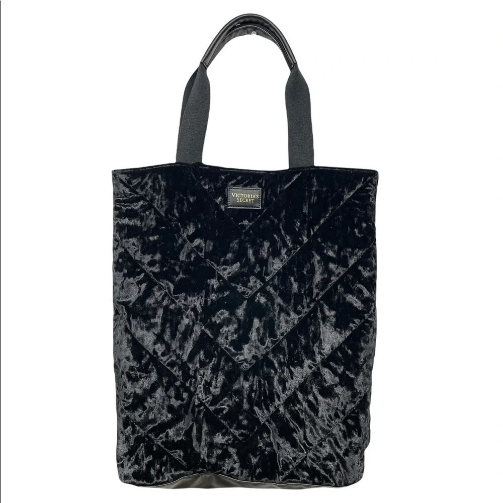 VICTORIA’S SECRET Large Tote Black Velvet Weekend/Travel Bag